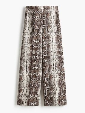 H&M Snake-Print Wide Leg Pants in Brown and Cream